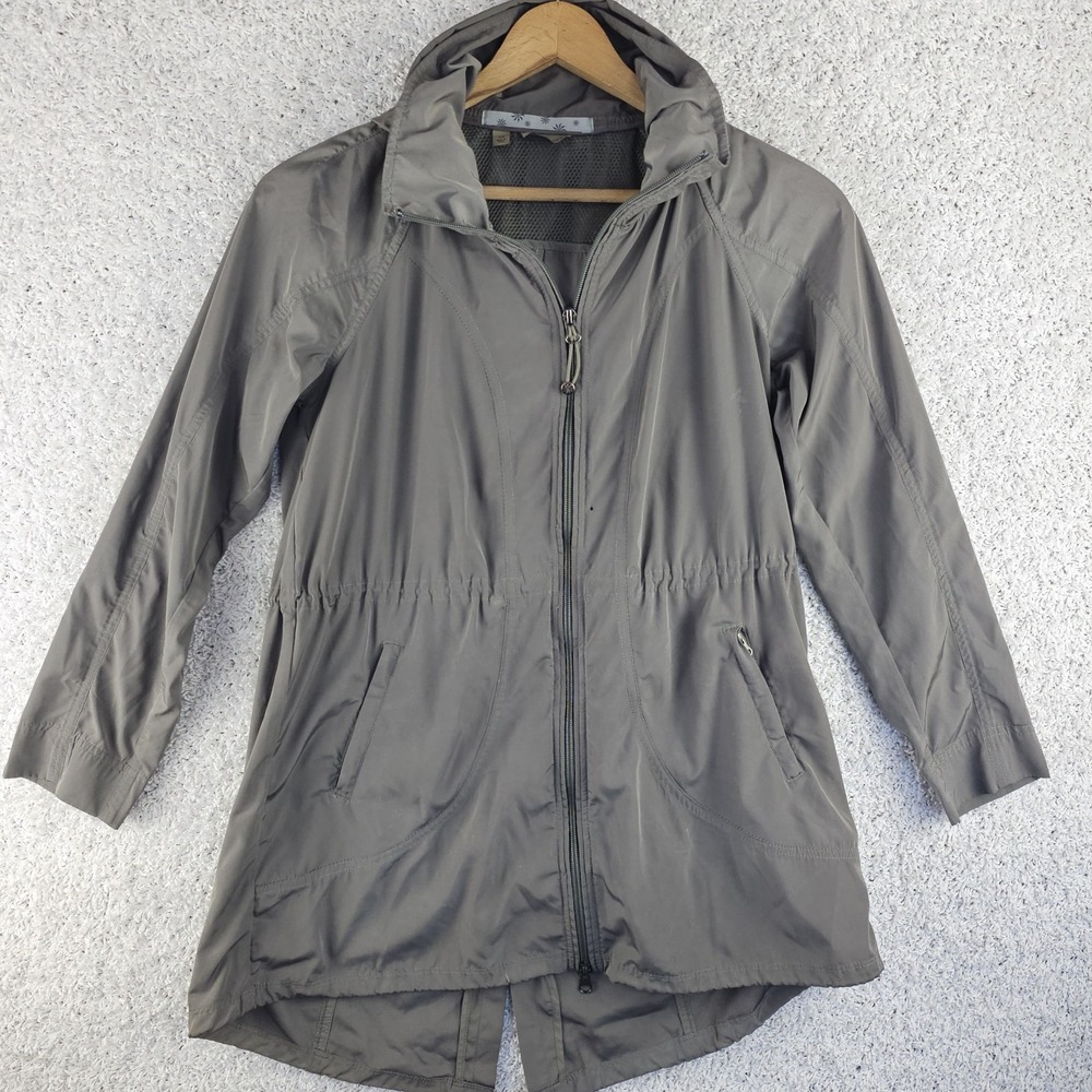 Athleta Drippity Anorak Rain Jacket‎ Green Hood Packable Lightweight Sz XS